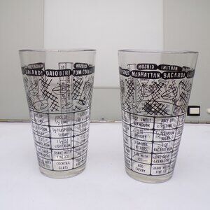 2 Vintage Federal Glass Bartender Bar Cocktail Mixed Drink 6" Recipe Glass 16 oz